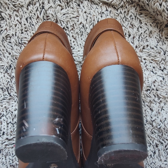 GIANI BERNINI Womens Brown Logo Abalina Almond Toe Block Heel Booties 6.5 - Picture 8 of 12